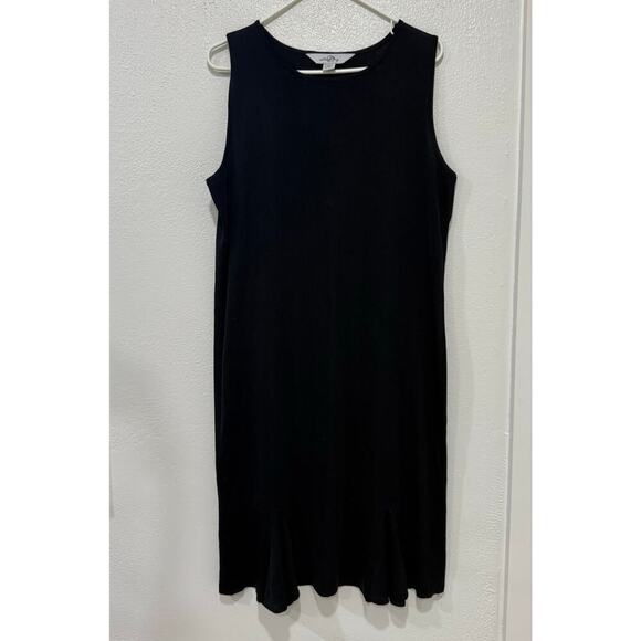 Ming Wang Black Sleeveless Acrylic Knit Midi Dress Godet Inserts Y2K Size XL - Picture 8 of 8